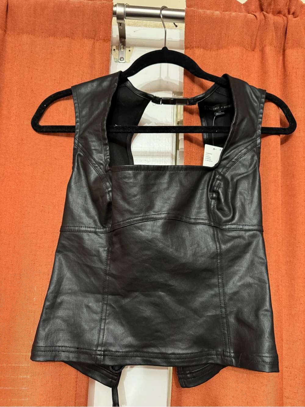 Urban Outfitters Black Faux Leather Backless Crop Top